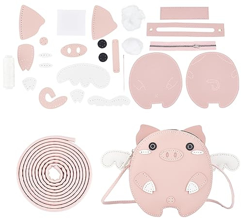 WADORN DIY Geldbörsen-Nähset, DIY-Handwerk, Schöne Umhängetasche, Nähmaterialien, Niedliches Tier-Schnittmuster, Nähen Einer Eigenen Tasche, Handgefertigtes Geldbörsen, Geschenk, Rosa Schweinchen