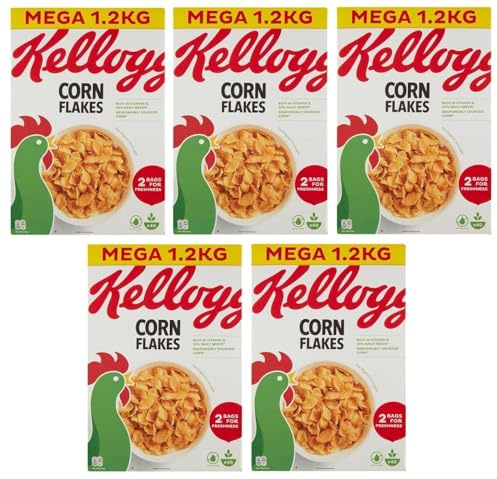 5er-Pack Kellogg's Corn Flakes der knusprige Klassiker Frühstückscerealien 1,2Kg Megapack