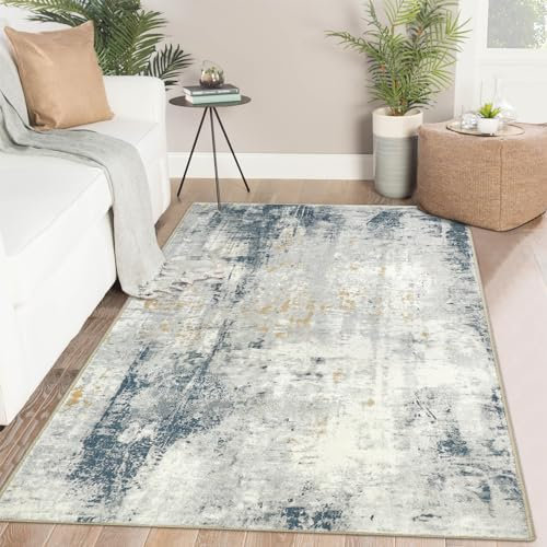 Famibay Teppich Wohnzimmer Moderner Kurzflor Teppich Schlafzimmer 80x150cm Carpet Waschbar rutschfest Bodenteppich für Wohnzimmer Schlafzimmer Esszimmer