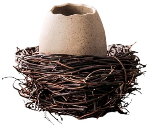 Luxshiny Bird's Nest Vase Ceramic Eggshell Planter Versatile Pot for Succulents Flowers Cacti Unique Design