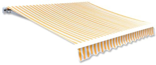 AUVYI Toldo de repuesto, color amarillo y blanco, 3 x 2,5 m, resistente a los rayos UV, resistente a la intemperie, para balcón, terraza, jardín, toldo, marco no incluido