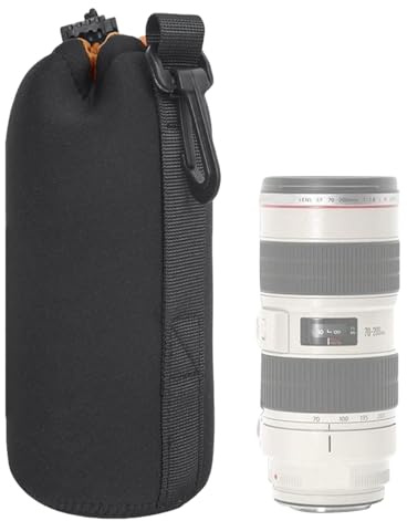 Xijobido Étui pour Appareil Photo en néoprène, étui pour Objectif d'appareil Photo, Grand Sac à lentilles en néoprène rembourré épais, Étui de Protection pour Le Stockage d'objectif d'appareil Photo,
