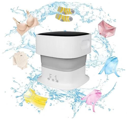 HAZARA Lavatrice Portatile con Centrifuga, 9L Lavatrice Piccola con 350RPM Centrifuga a Secco ， Lavatrice da Viaggio per Biancheria Intima,Calzini,Viaggiare,Campeggio