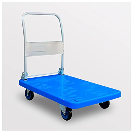 Plattform-Handkarren, Kunststoff-Plattformwagen mit Rädern und klappbarem Metallgriff für den Transport von Haushaltsgegenständen, PC-Gepäck, bewegende Handkarren, Schiebewagen zum Laden (Gr