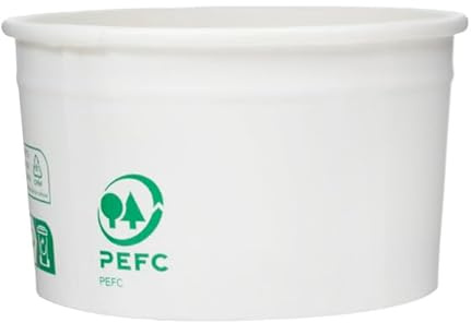 Monouso | 42 Tarrinas para Helados Ecológicas 100ml, Blancas, Sostenibles, Envases para Helados, Vasos para Postres, Tarrinas Desechables, Para Helados y Postres