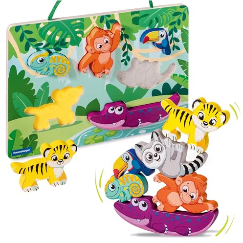 Ravensburger Play+ - Sensory Jungle Magnetic Wooden Puzzle - Magnetiskt spel för barn från 1 år - Finmotorik - 34017