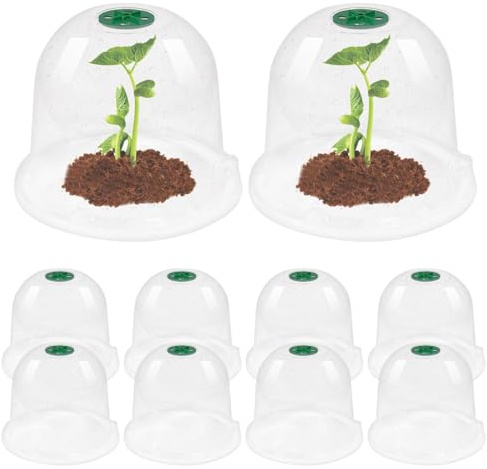 WEITING 10 Stück Pflanzglocke Pflanzenschutzhaube, Transparent Anzuchtglocke Wiederverwendbare Gewächshaus Glockenabdeckung, Gartenpflanzen Cloche Pflanzenschutz Vor Frost, Schnecken & Vögeln