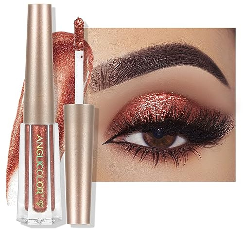 Anglicolor Glitterdiamant flytande ögonskugga och eyelinerpenna med stjärnpaljetter, sjöjungfruögonskugga med lång hållbarhet, för glittrande och skimrande ögon (03, 3 ml)