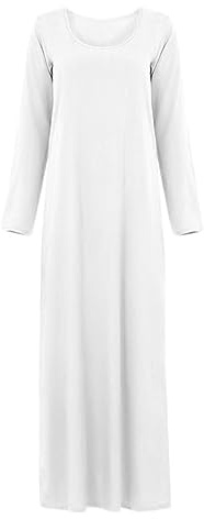 Chemise de nuit longue plissée confortable - Col rond - T-shirt de nuit doux - Nuisette, Blanc., S