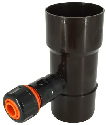 Dachrinnenablauf 90 Wasserfänger Regenwassersammler Regendieb Regenwasser Grafit (Braun, 110)