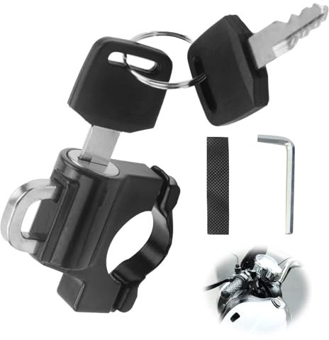 Serrure Casque Moto Vélo, Antivol Casque Moto, Porte Casque Moto, Alliage D'Aluminium Verrouillage de Casque pour Guidons de 22 à 28 mm