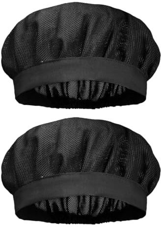 BEPSYOM Chapeau de Chef élastique Unisexe, 2 pièces, Chapeau de Chef de Cuisine, Service Alimentaire, Filets à Cheveux, Casquette en Maille réglable