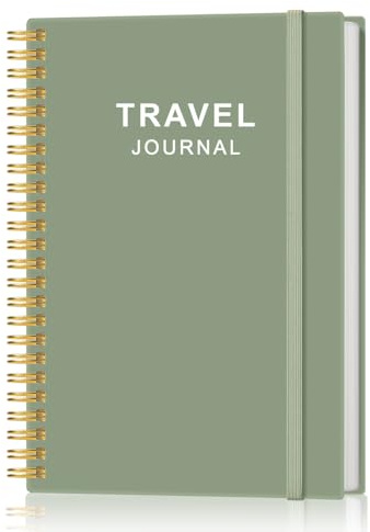 Heveboik Travel Journal - Vacation & Road Trip Planner Organizer, Travel Notebook for 6 Trips, Trip Planner Gift to Record Memories and Adventures from Special Trips, 5.8 x 8.5, Green