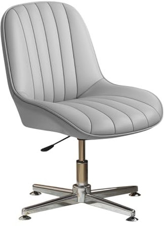 Ergonomischer Bürostuhl mit Kreuzbeinen, ohne Armlehnen, ohne Räder, höhenverstellbarer Drehstuhl, Computerstuhl für Erwachsene und Kinder, Rückenstütze (Farbe: Dunkelgrau)