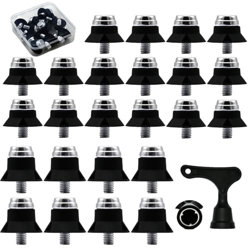 Wjelet 24 Stück Schraubstollen für Fussballschuhe, 13mm/16mm Ersatzschraubkappe mit Schraubkappenschlüssel und Aufbewahrungskiste, Fußballschraubkappe M5 für Fußball und Rugby-Schuhe