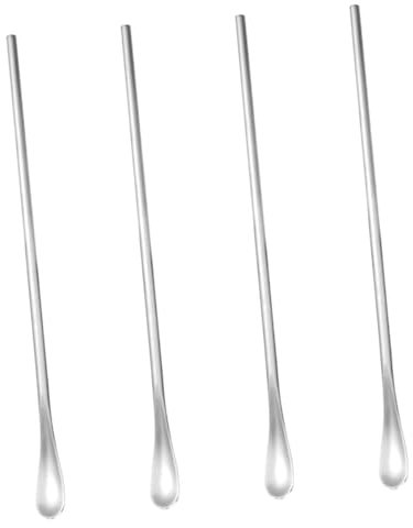 CLISPEED 4pcs Cocktail Spoon Long Handle Drink Mixing Spoon Stainless Steel Stirring