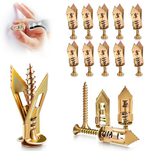 Vintrex 100Pcs Self Drilling Drywall Anchors and Screws Kit, Steel Wall Anchors and Screws for Heavy Duty, No Drill or Holes in Sheetrock Expansion Anchors