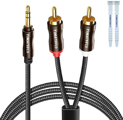 YIMATEECO 3.5mm to RCA Cable, RCA to 3.5mm Audio Cable Phono to Headphone Jack Stereo Aux Cord Y Splitter Gold Plated Connector for MP3, Phone, Speaker, Car Stereo, Amplifier (3.3FT, Aux Cables)