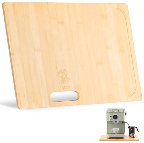 Deslizador de bambú mejorado de gran tamaño para electrodomésticos, bandeja deslizante para cafetera, bandeja rodante para encimera de cocina, bandeja deslizante para cafetera con deslizadores de