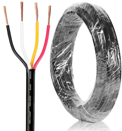SPARKMOTO Cable de 4 Hilos para Remolque 10M,Cable de 4 núcleos Enchufe de Remolque,Cable Luces Remolque 4 Polos 12V 24V 48V 80V,Cable eléctrico para vehículo 4 x 0,75 mm²