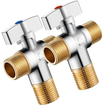 Lot de 2 valves d'arrêt quart de tour 1/2 PexF1807 OD Compression pour toilettes et robinets Usage quotidien décontracté