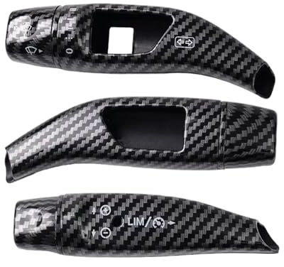 CAWEUER Compatible con 3 Marcos embellecedores for Palanca de Cambios de limpiaparabrisas de Coche, Compatible con Mercedes ABCES, GLC, CLA, GLA, GLE, Clase W204, W205, W212, W213, X156, X166.(Carbon