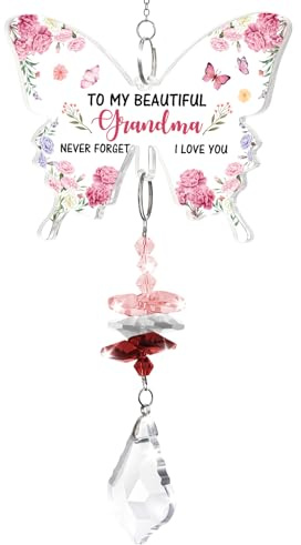 Funnli Grandma Gifts, Butterfly Acrylic Crystal Suncatcher Gifts for Grandma Nanny Nan Gran Granny on Christmas Mothers Day Birthday, Grandmother Presents from Grandchildren | Gifts for Grandma Nanny Nan Gran Granny on Christmas Xmas Mothers Day Birthday, Grandmother Presents from Grandchildren