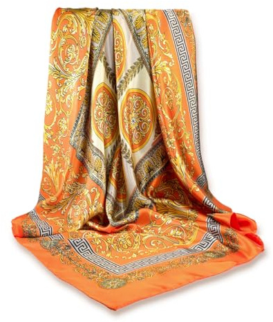 GLORIS Seidenschal Damen 90x90cm – Elegantes Quadratisches Seidentuch | Halstuch Satintuch Bandana Kopftuch Tuch | Geschenk für Damen Mode Accessoires