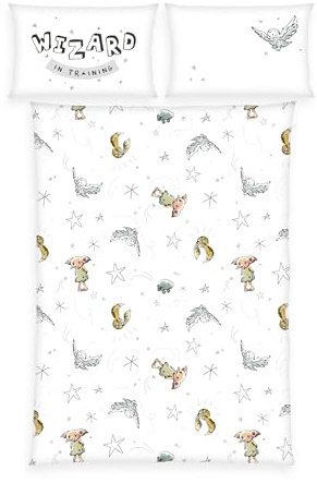 Herding Set biancheria da letto per bambini Harry Potter, inverno, federa 40 x 60 cm, copripiumino 100 x 135 cm, con abbottonatura e risvolto, 100% cotone/flanella