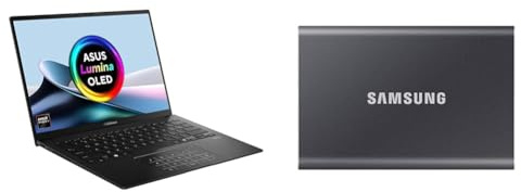 ASUS Zenbook 14 OLED UM3406KA Laptop Backlit Keyboard | Windows 11 + Samsung T7 Portable SSD - 2 TB - USB 3.2 Gen.2 External SSD Titanium Grey