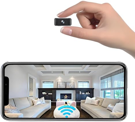 ESTABA Mini cámara espía oculta, batería de larga duración, mini cámara de seguridad inalámbrica WiFi, control de aplicación, cámara de vigilancia más pequeña para habitación con detección de