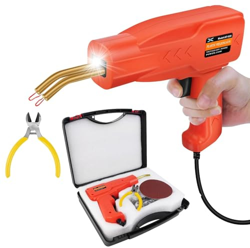 Kit de pistola soldadora de plástico de 150 W para reparación de parachoques de coche, máquina de soldadura, kit de reparación de parachoques de coche con 800 grapas, alicates y maleta de plástico