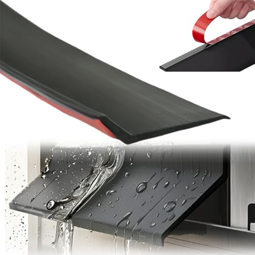 Protection Anti-Pluie Autocollante pour Portes et Fenêtres, Bande d'Étanchéité en Caoutchouc avec Biseau à 135° et Déflecteur de Pluie