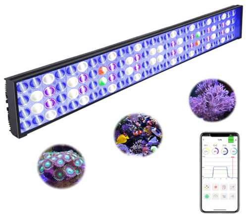PopBloom Reef LED-Leuchte, 100 W Riffaquarium-Beleuchtung, geeignet für 80–100 cm große Meerwasseraquarien, 5-Kanal-Steuerung vollständig programmierbar