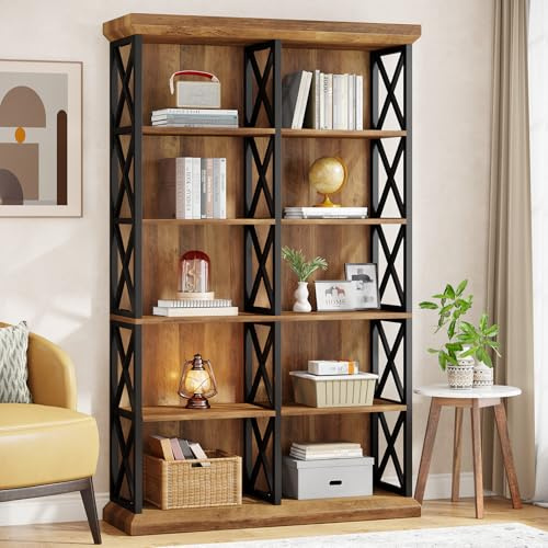 Tribesigns 75 Inch Tall Bookcase, Double Wide, 6-Tier | Industrial Book Shelf, 6 Shelf Display Storage, For Home Office, Living Room, Bed Room
