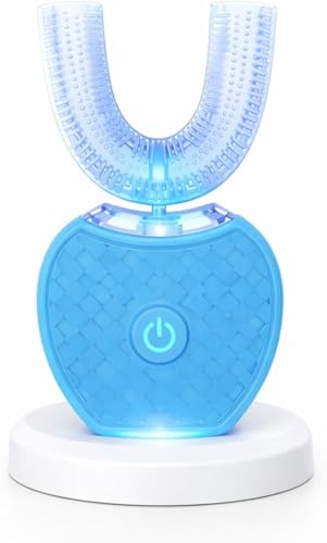 Sonic Brush V5 Toothbrush,Spazzolino Sonico 360° Con Pulizia Automatica,Spazzolino Elettrico Sonico Wireless a Ultrasuoni for Bambini E Adulti,Testina in Silicone per Uso Alimentare (Blu)