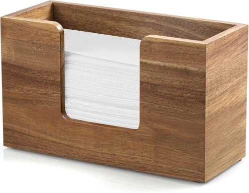 Dispensador de toallas de papel, soporte de madera para toallas de papel de baño, servilletero negro para cocina, dispensador de toallas de mano de papel triple para baño e inodoro (madera)
