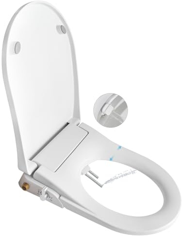 Toilet Bidet Seats Combined Self Cleaning Dual Nozzles Non Electric Separated Rear & Feminine Cleaning Natural Water Spray, Soft Closed Toilet Bidet (Upgrade U)