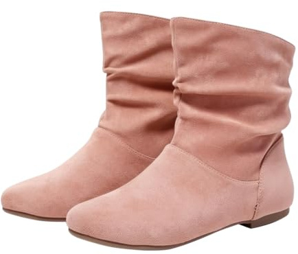 Botas holgadas de gamuza para mujer, a media pantorrilla, sin cierre, Pink, 39.5 EU