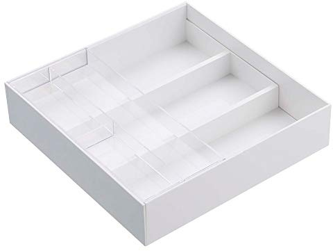 YAMAZAKI 3441 TOWER Extendable Desk Organiser, white, ABS Resin/PS Resin, 25 x 24.6 x 5.7 cm