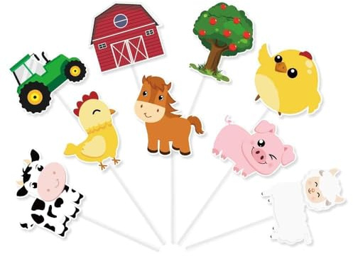 WERNNSAI Topper Cupcake Ferme - 36 PCS Animaux la Ferme Gâteau Topper Décorations Fête pour Enfants Anniversaire Bébé douche Barnyard Cupcake Topper Choisit des Faveurs Fête