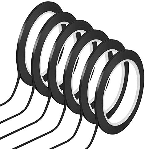 Teaaha 6 rollos de accesorios para pizarras blancas, tiras adhesivas, color negro, cinta adhesiva para pizarra blanca, líneas de cuadrícula, cinta adhesiva autoadhesiva
