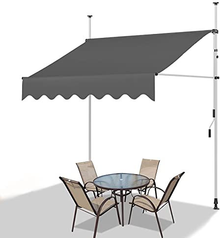 REALN Manuell Einziehbare Markise mit Kurbel, Wasserdichtes Klemmmarkise für Terrassen Sonnenschutz Balkon Fenster Türen im Freien, Markise Balkon Ohne Bohren (Color : Gray-B, Size : 4m/157in)
