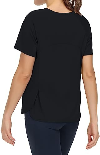 THE GYM PEOPLE Damen Baumwolle T-Shirt Sportshirt mit Seitenschlitzen | Atmungsaktiv, Lockere Passform, Rundhalsausschnitt, Einfarbig, Leicht, Weich, Sommer Tops für Fitness Laufen Yoga Freizeit