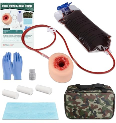 Skillssist Wundpack-Trainer-Set, Stoppen Sie die Blutung, Trainingsset für medizinische Ausbildung, Erste-Hilfe-Notfallpraxis, Militär-Traumatrainer | Blutungskontrolle Trainer für medizinische Ausbildung, Erste-Hilfe-Notfallpraxis, Militär-Traumatrainer