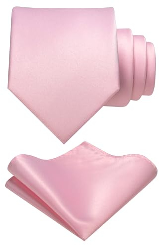 RBOCOTT Blush Pink Tie and Pocket Square Necktie Set for Men(24)