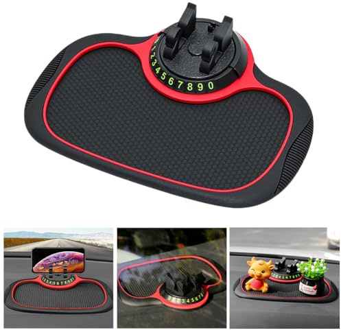VIMAZ Multifunktionale Auto Antirutschmatte Mit Handyhalterung,360° Grad Drehbarer Autschfeste Telefonhalterung,Autos Rutschfestes Telefonpad Dashboard,Dashboard,Handy-Navigation.