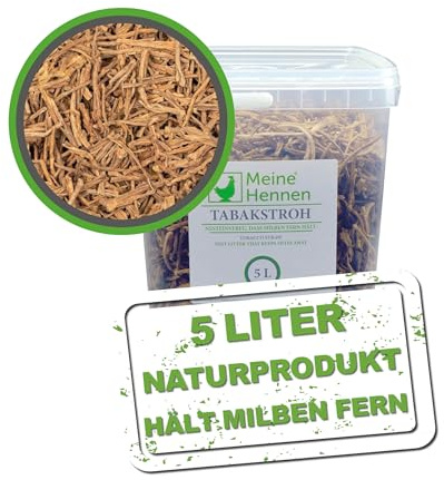 MeineHennen - Tabakstroh 5L im Eimer - Natürliches Einstreu für Hühnernester, zur Unterstützung bei einem Laus und Milbenbefall, ideal für Hühner, Wachten und anderes Geflügel