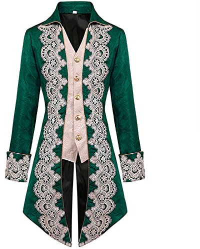Kswlwccpp Steampunk Herren Jacke, Gothic Frack Herren Mantel,Gehrock Herren Mittelalter Viktorianischen Palast Vintage Mäntel Smoking Für Männer Halloween Kostüm Karneval Party Cosplay Kleidung