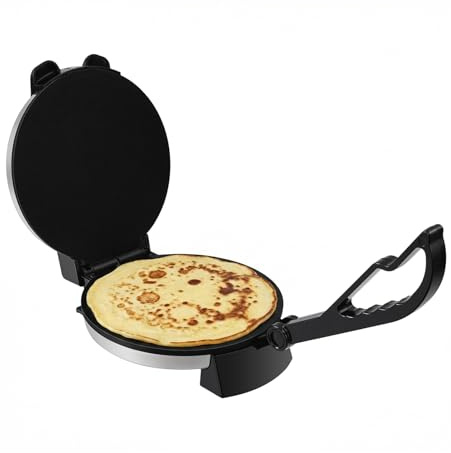 MEHOOSPVN Elektrische Chapati Roti-Bäcker, 1500W Chapati Maker Fladenbrot Naan Roti Presse Maschine Tortilla-Maker für Pfannkuchen/Omeletts/Palatschinkenfür Pfannkuchen, Omeletts, Pizza, Tacos